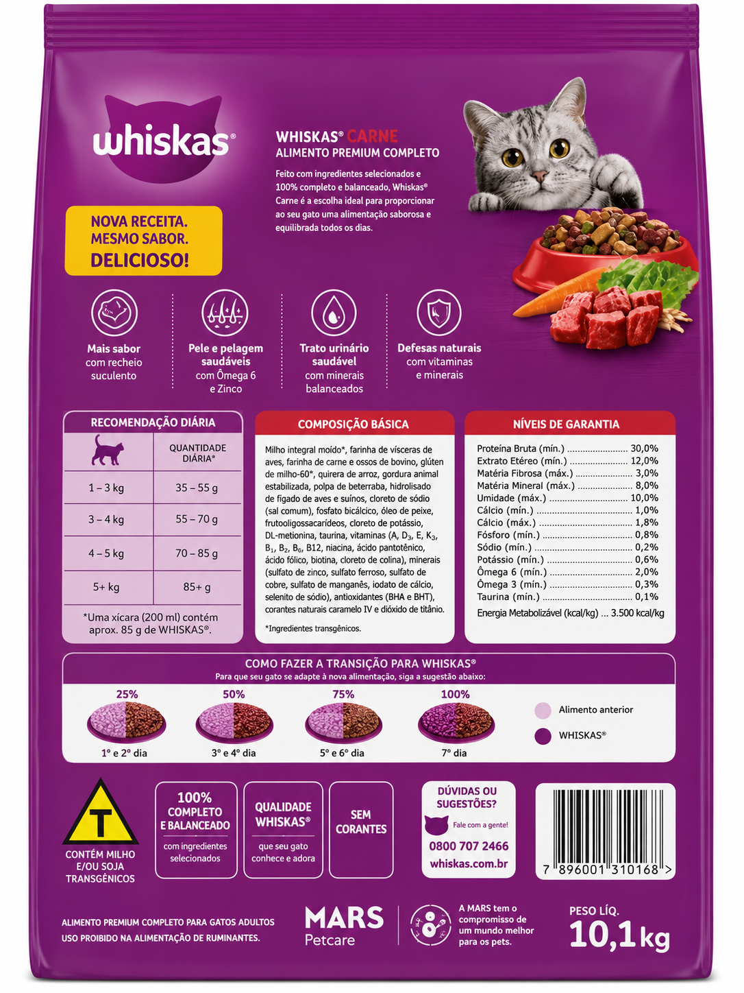 WHISKAS CARNE  Gatos Adultos • 10,1kg