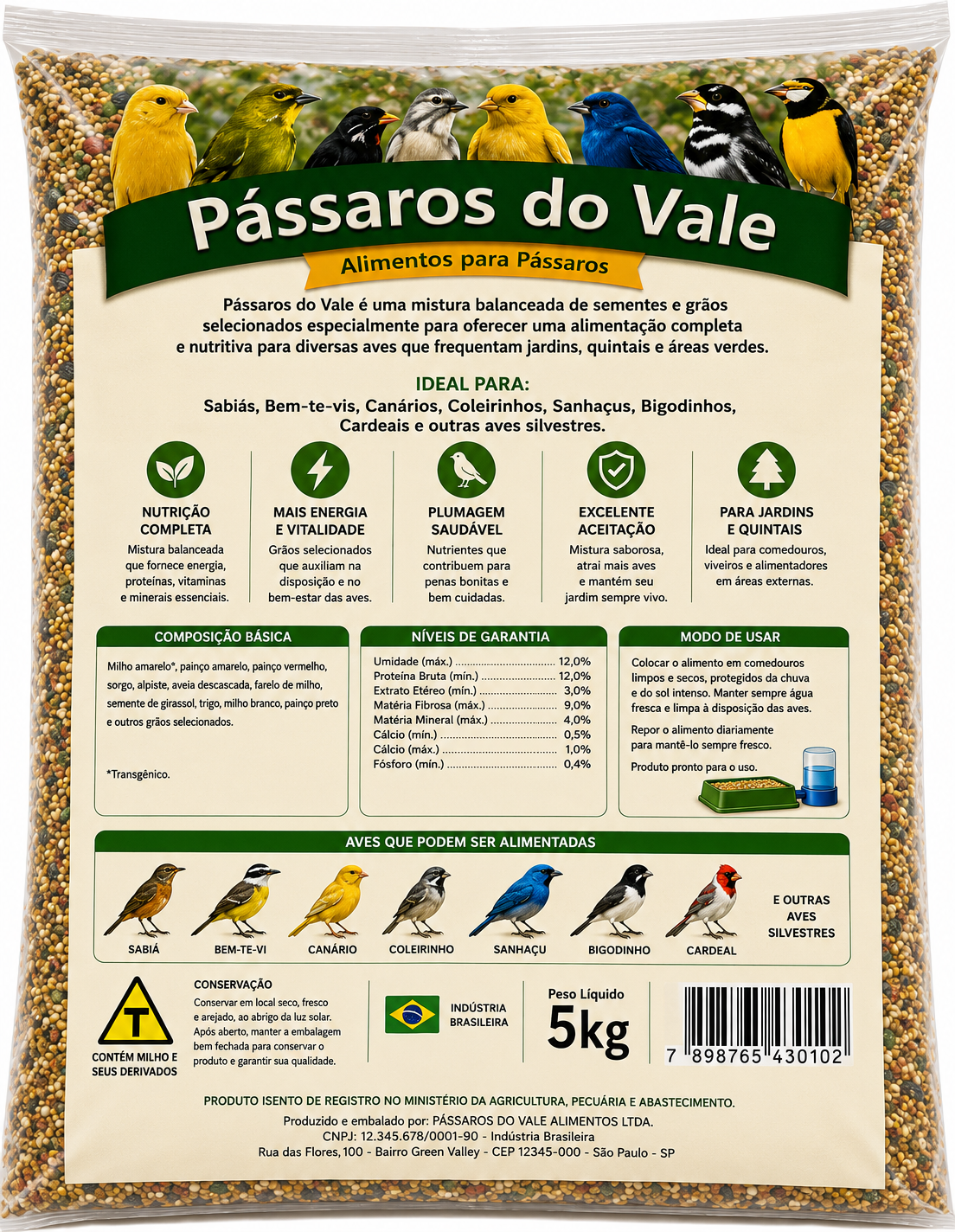 PÁSSAROS DO VALE  Mistura para Pássaros de Jardim • 5kg