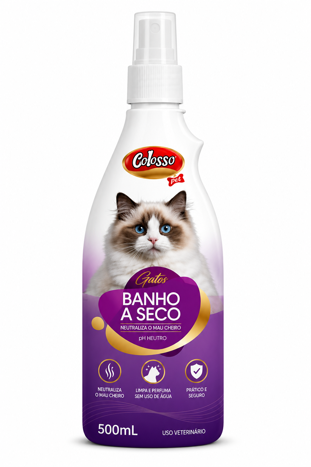 COLOSSO PET GATOS  Banho a Seco para Gatos • 500ml
