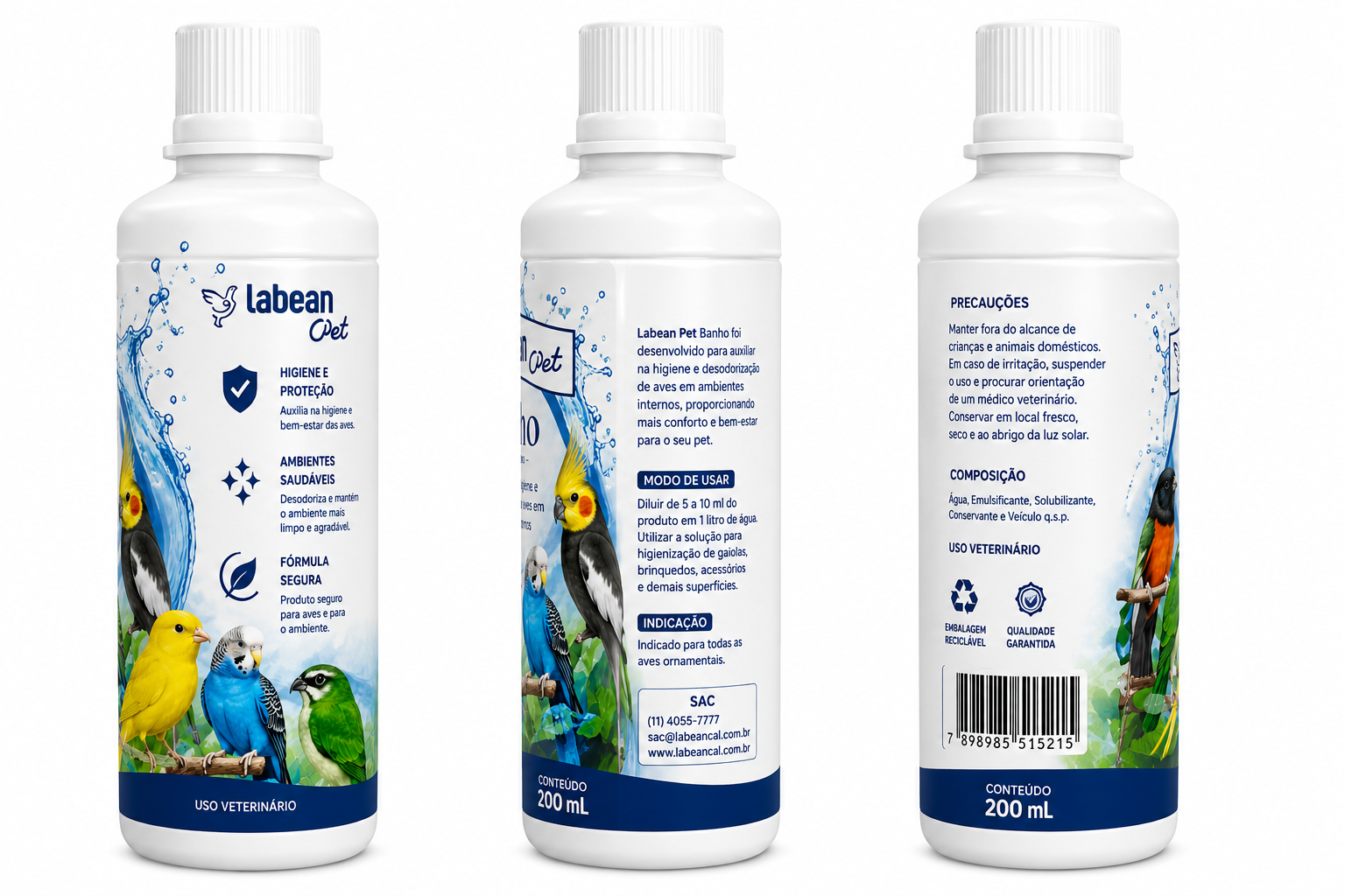 LABEAN PET BANHO  Higienizador e Desodorizador para Aves • 200ml