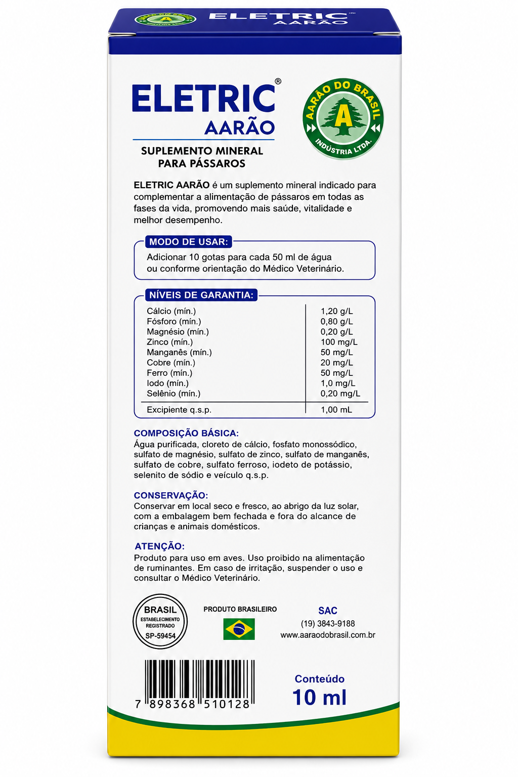 ELECTRIC AARÃO  Suplemento Mineral para Pássaros • 10ml