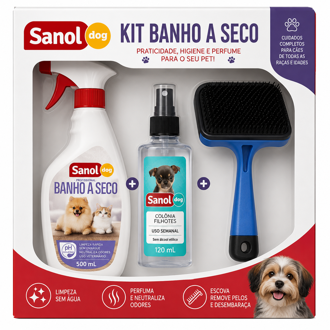 Kit Banho a Seco Premium para Cães