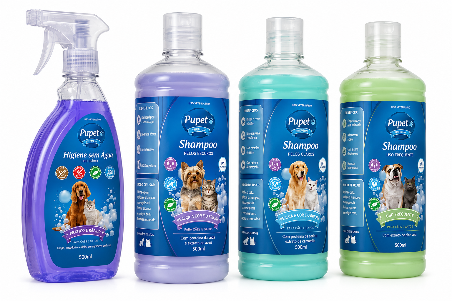 PUPET PREMIUM  Linha Completa de Higiene para Cães e Gatos • 500ml